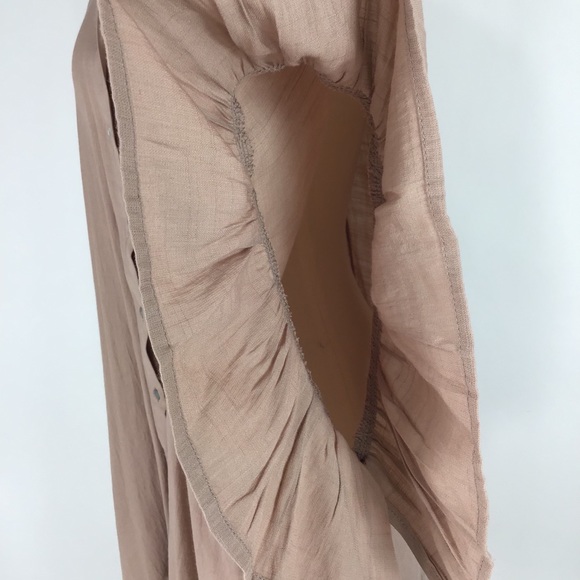 Kyemi Tunic blush neutral ruffle button loose L blouse top Pink oversized boho - Picture 9 of 13